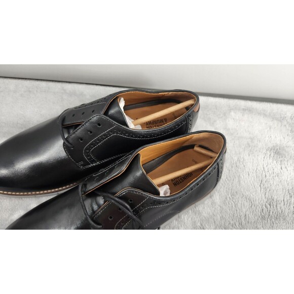 Johnston & Murphy Mens 10.5 Black Pain Toe Leather Oxford Shoes NWOB main image 9